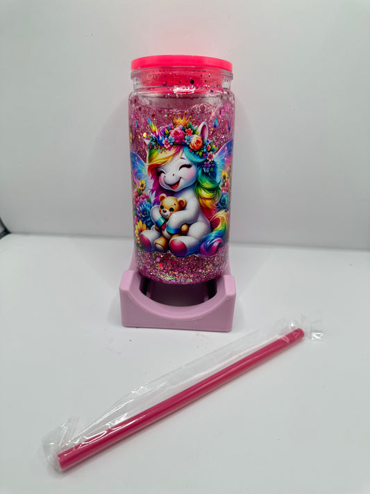 Vaso shaker con tapa y cañita