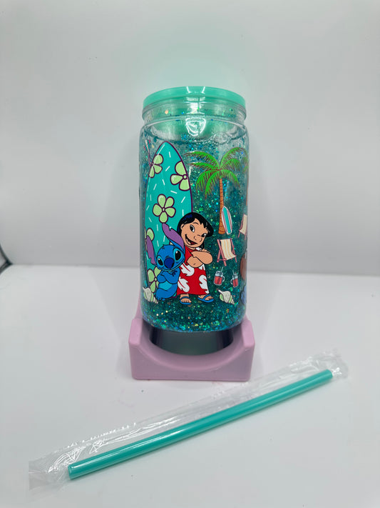 Vaso shaker con tapa y cañita