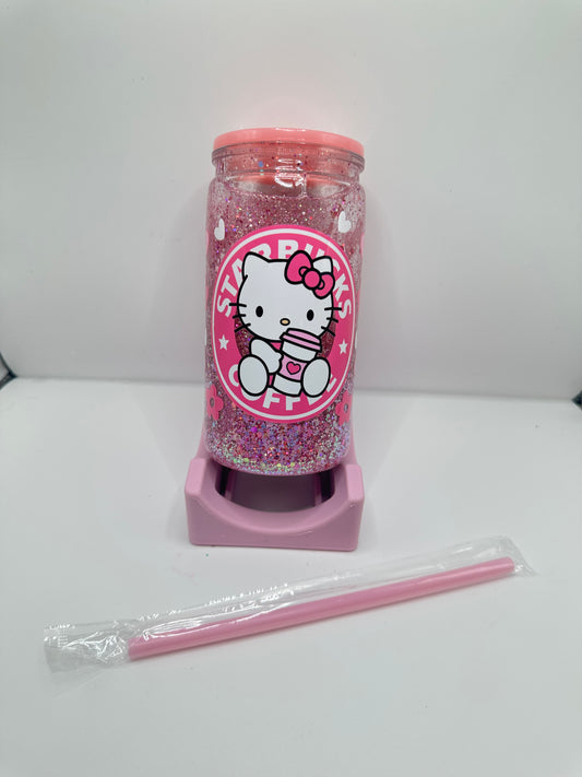 Vaso shaker con tapa y cañita