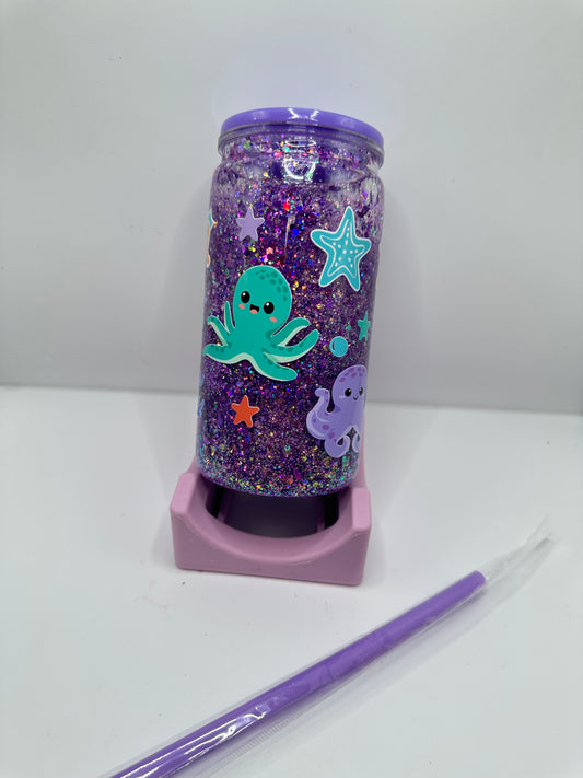 Vaso shaker con tapa y cañita