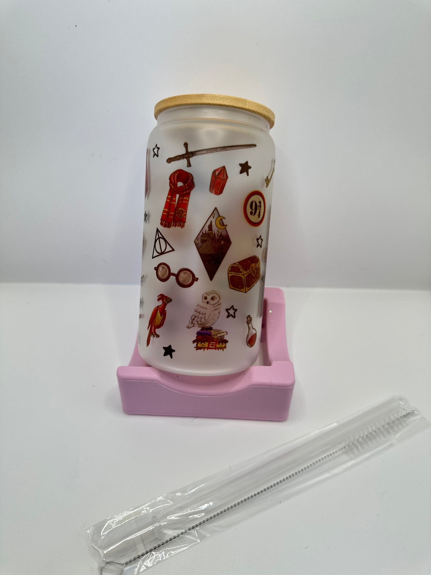 Vaso con tapa y cañita